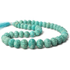 10-17mm Turquoise carved melon rondelle beads 18 inch 46 pieces - Beadsofcambay.com