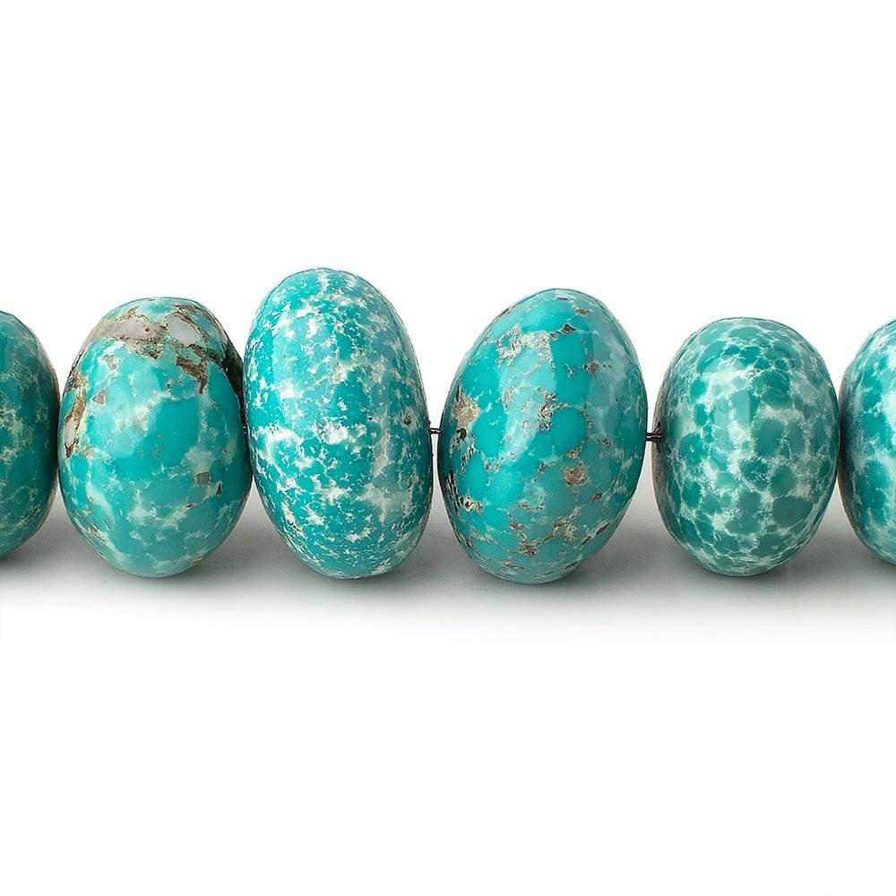 10-17mm Turquoise plain rondelle beads 18 inch 53 pieces - Beadsofcambay.com