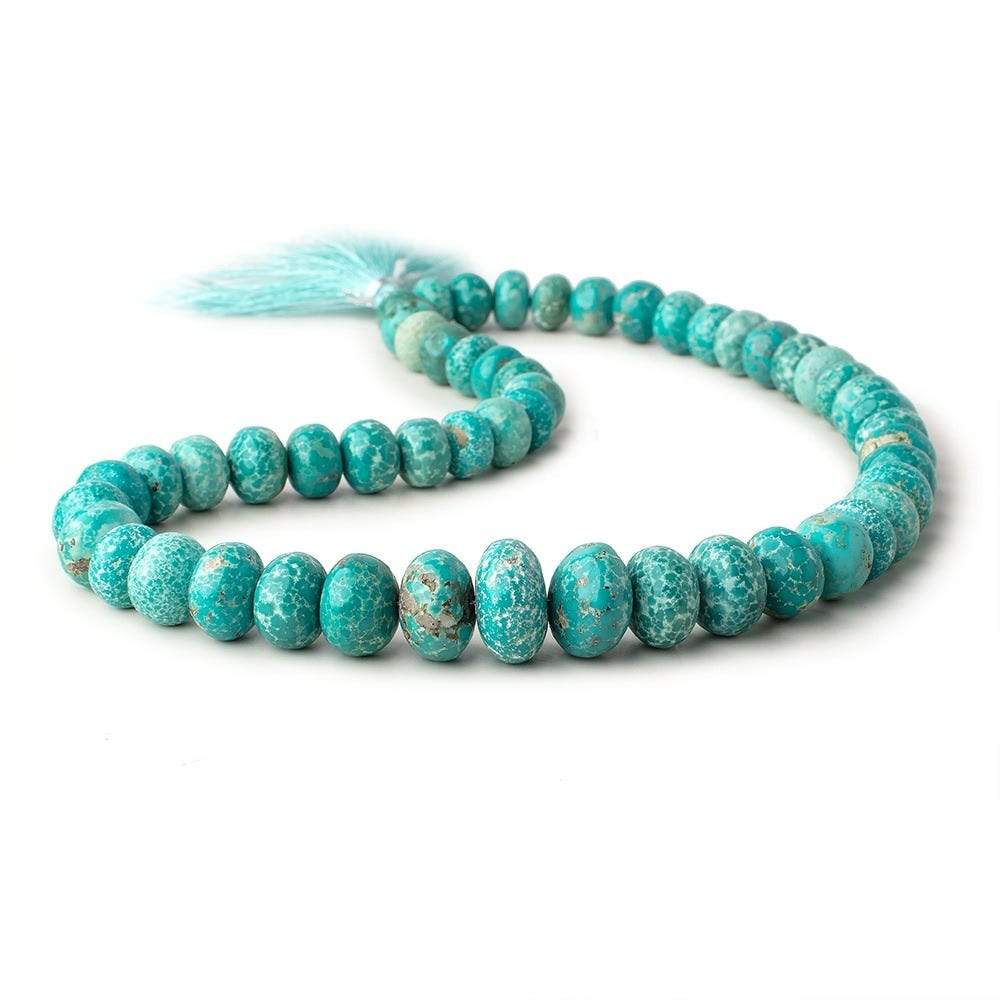10-17mm Turquoise plain rondelle beads 18 inch 53 pieces - Beadsofcambay.com