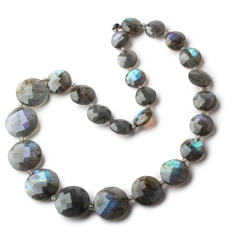 10-18mm Labradorite Faceted Coin Beads 16 inch 26 pieces A - Beadsofcambay.com