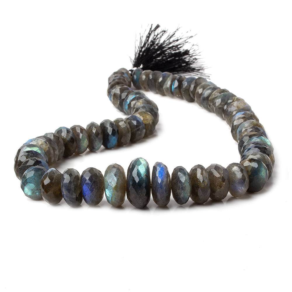 10-19mm Labradorite Faceted Rondelle Beads 16 inch 60 pieces - Beadsofcambay.com