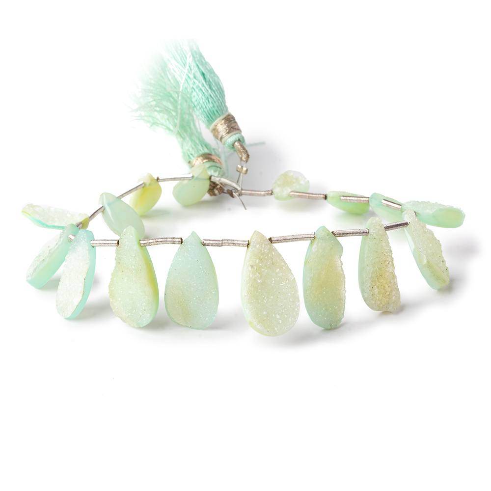 10-19mm Seafoam Green Drusy Agate Pear Beads 7.75 inch 16 pieces - Beadsofcambay.com
