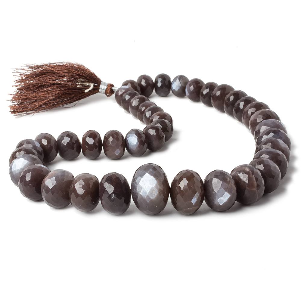 10-24mm Chocolate Brown Moonstone faceted rondelle beads 16 inch 39 pieces - Beadsofcambay.com