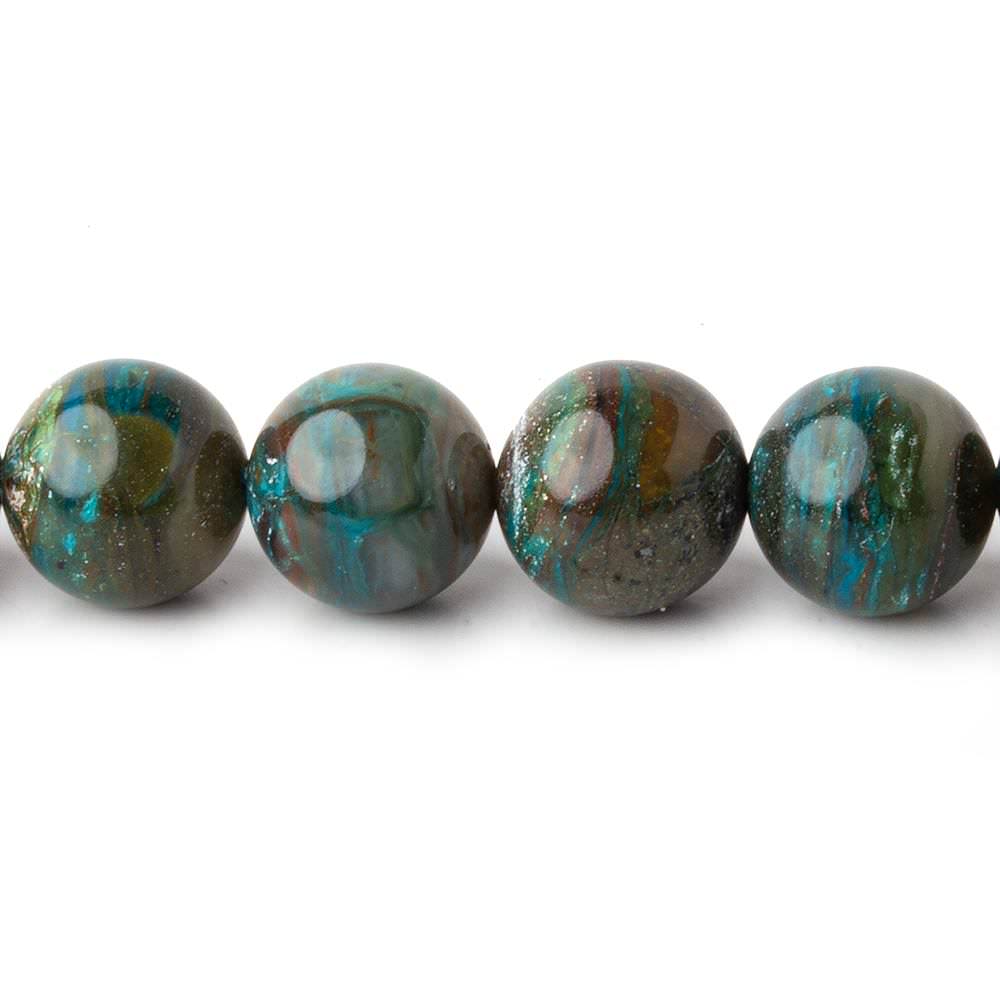10 Blue Peruvian Opal ( Opalina ) plain round beads 16 inch 41 pieces AA - Beadsofcambay.com