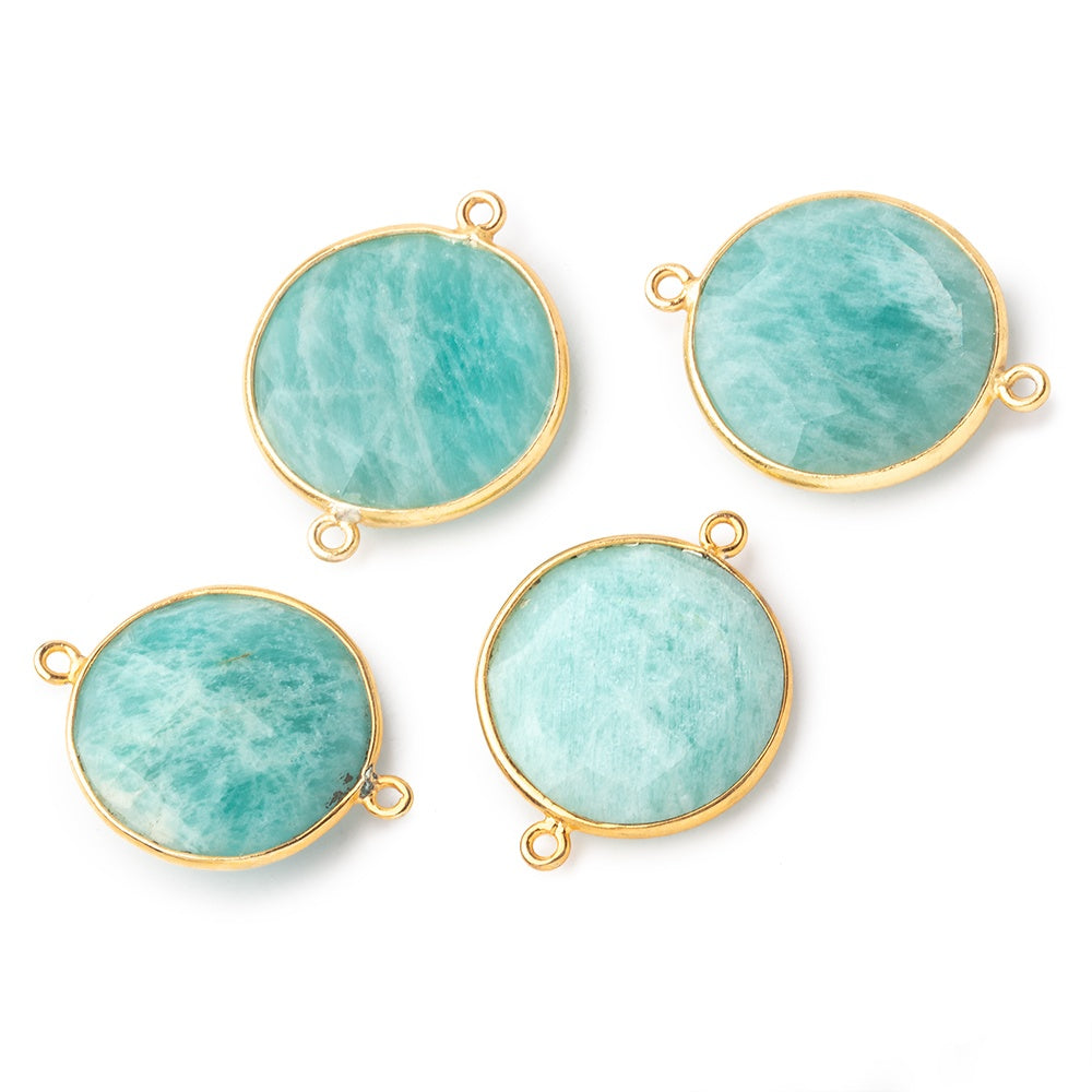 22mm Vermeil Bezeled Amazonite Coin Focal Bead Connector 1 pc - BeadsofCambay.com