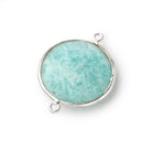 22mm Silver Bezeled Amazonite Coin Focal Bead Connector 1 pc - BeadsofCambay.com