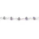 3-3.5mm Iolite faceted rondelle Silver plated Chain by the foot 39 pieces - BeadsofCambay.com