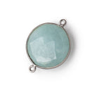 21mm Black Gold Bezeled Aquamarine Coin Focal Bead Connector 1 pc - BeadsofCambay.com