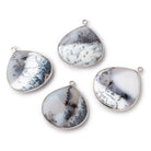26x26mm Silver Bezel Dendritic Opal Faceted Heart Focal Bead Pendant 1 piece - BeadsofCambay.com
