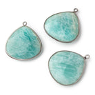 26x26mm Black Gold Bezeled Amazonite Heart Focal Bead Pendant 1 pc - BeadsofCambay.com