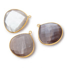 26x26mm Vermeil Bezeled Chocolate Moonstone Heart Focal Pendant 1 pc - BeadsofCambay.com