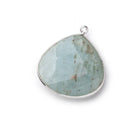 26x26mm Silver Bezeled Aquamarine Heart Focal Bead Pendant 1 pc - BeadsofCambay.com