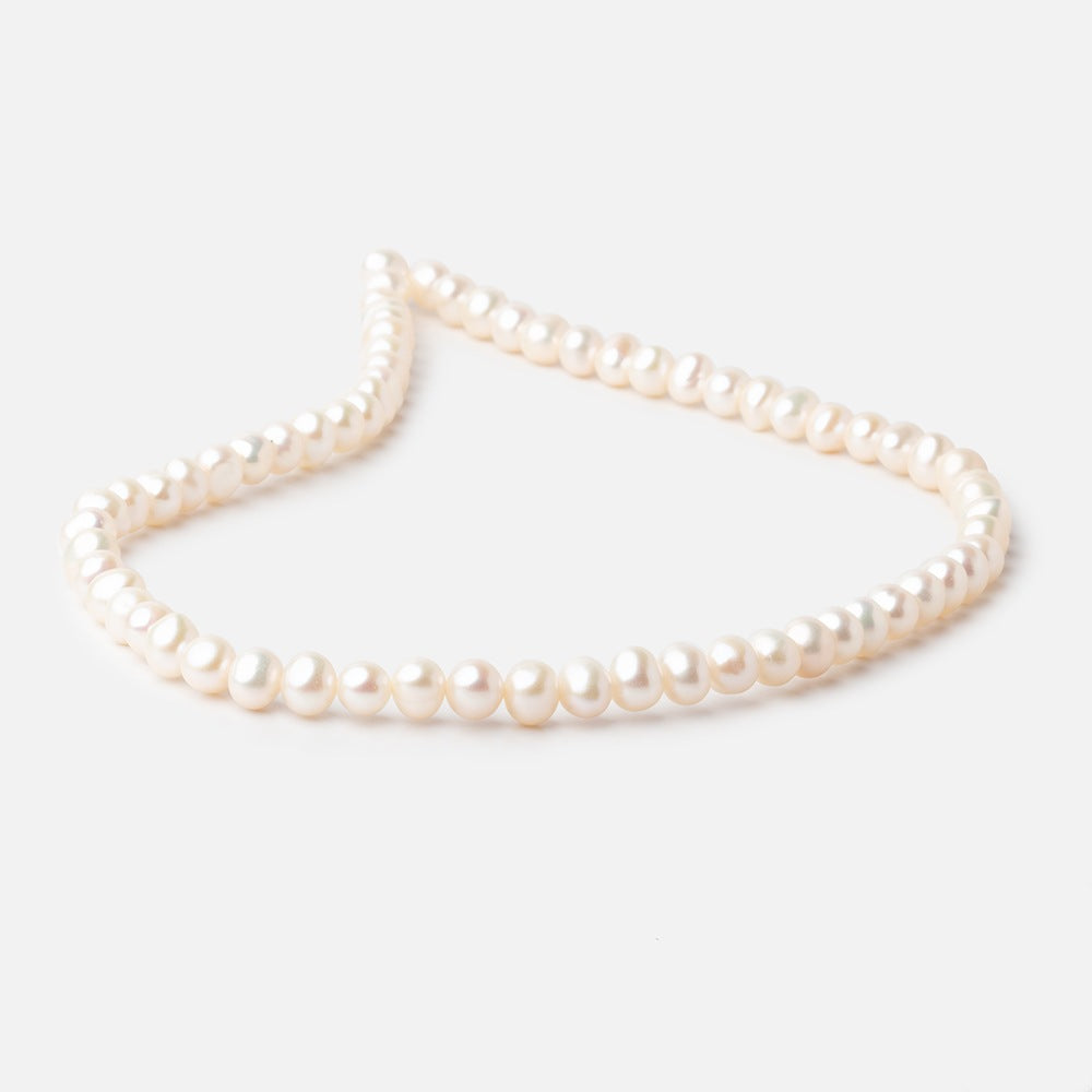 6x5-7x6mm Cream Rose' Off Round Freshwater Pearls 16 inch 71 pcs - BeadsofCambay.com