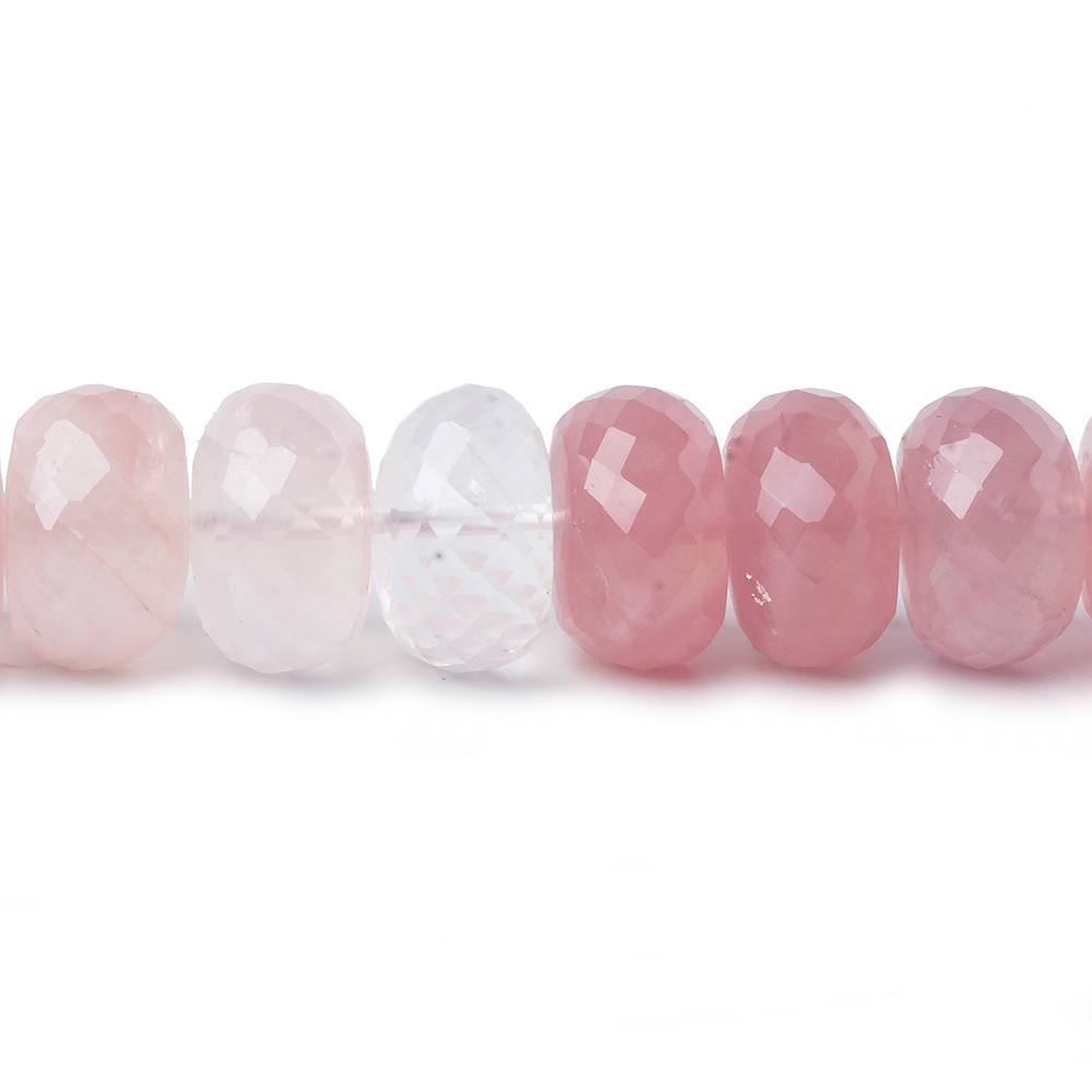 10.5-11.5mm Shaded Rose Quartz faceted rondelle beads 8.5 inch 36 pieces AA - Beadsofcambay.com
