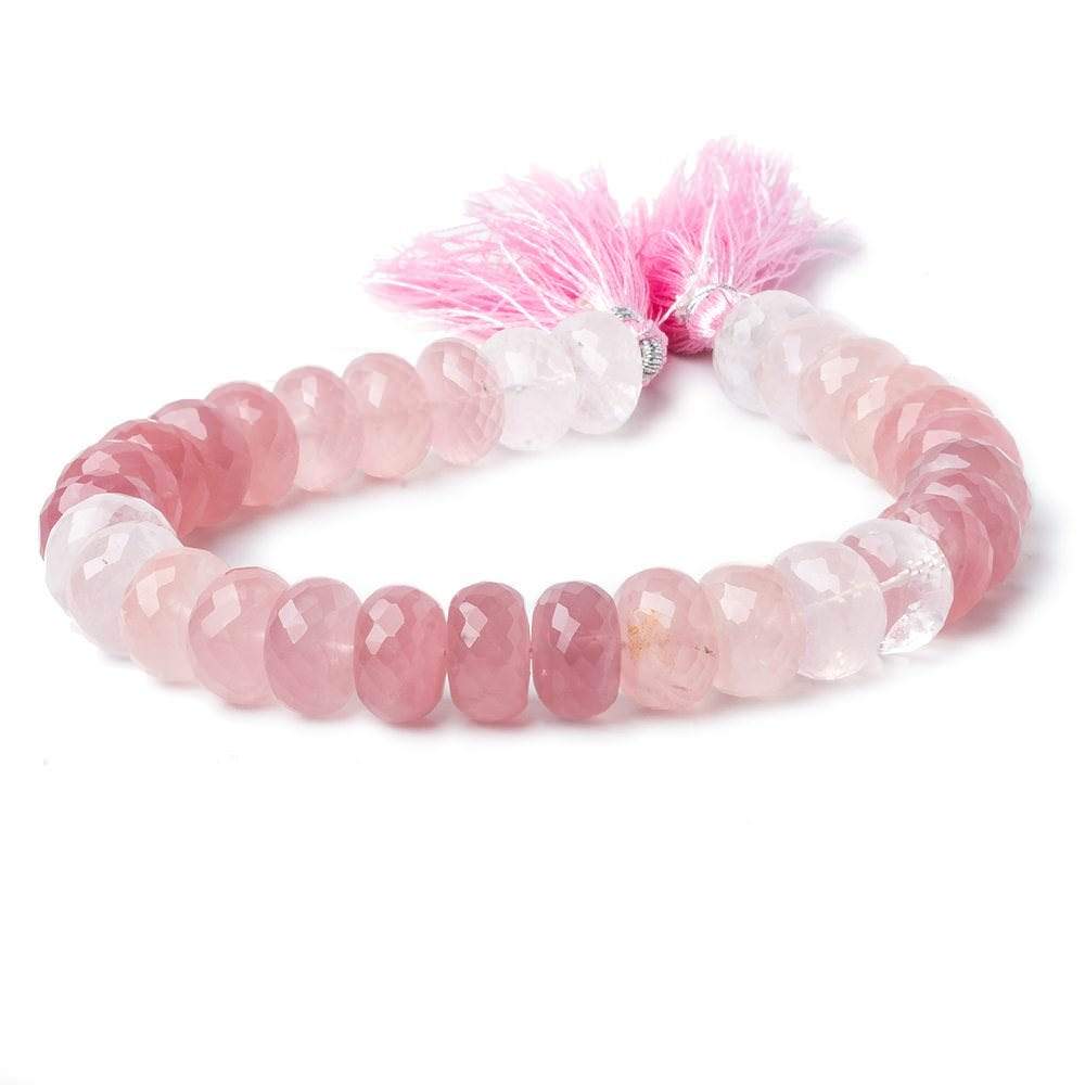 10.5-11.5mm Shaded Rose Quartz faceted rondelle beads 8.5 inch 36 pieces AA - Beadsofcambay.com