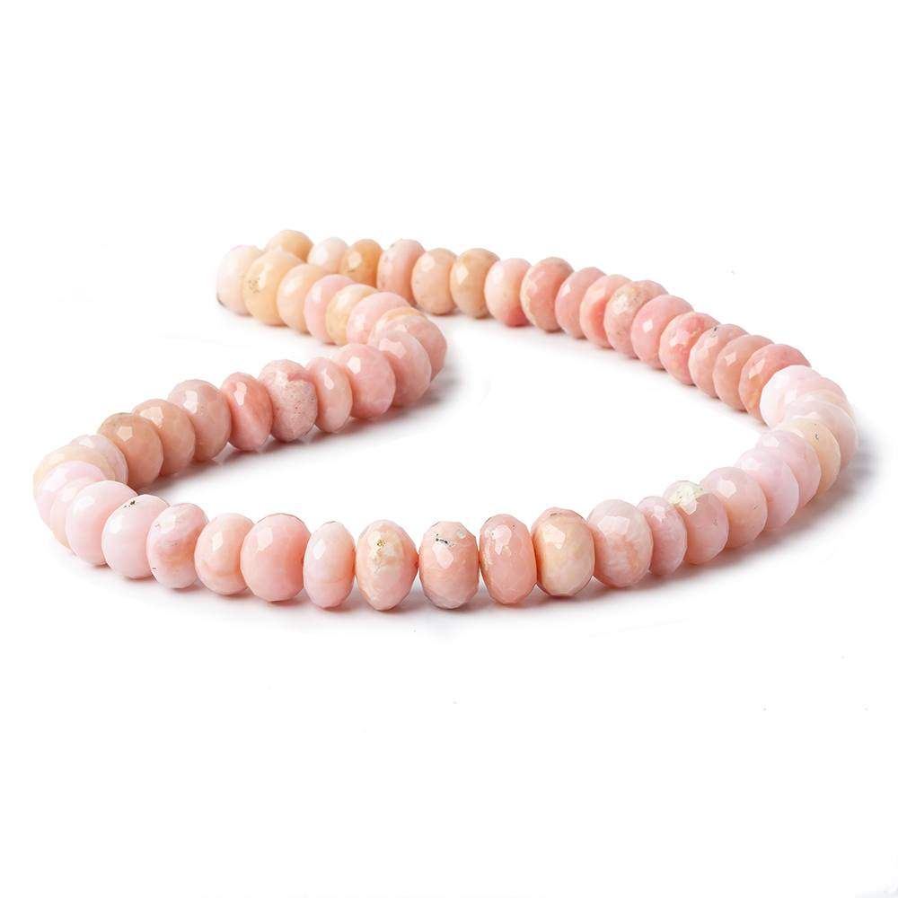10.5-12.5mm Pink Peruvian Opal faceted rondelles 15.5 inch 58 beads AA grade - Beadsofcambay.com
