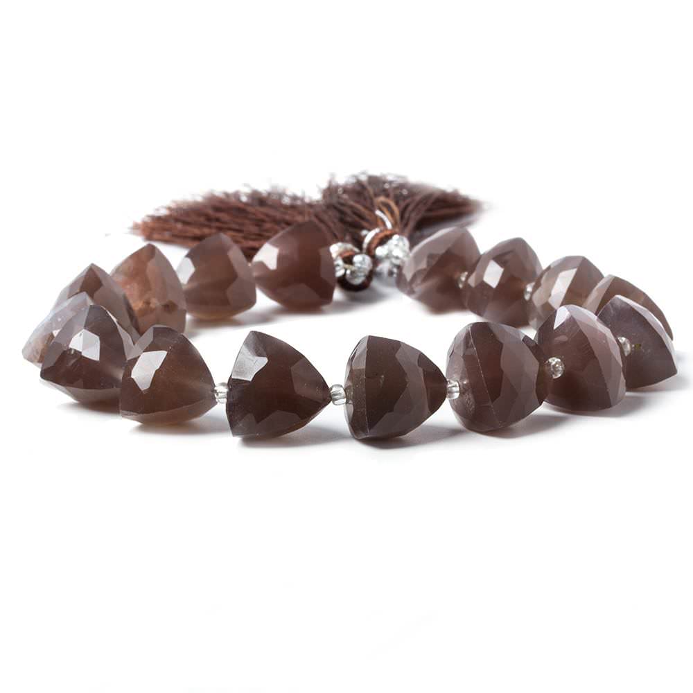 10.5-12mm Chocolate Moonstone faceted trillion beads 8 inch 16 pieces - Beadsofcambay.com