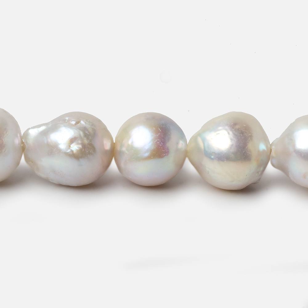 10.5-13mm Off White Baroque Large Hole pearls 8 inch 14 pieces - Beadsofcambay.com