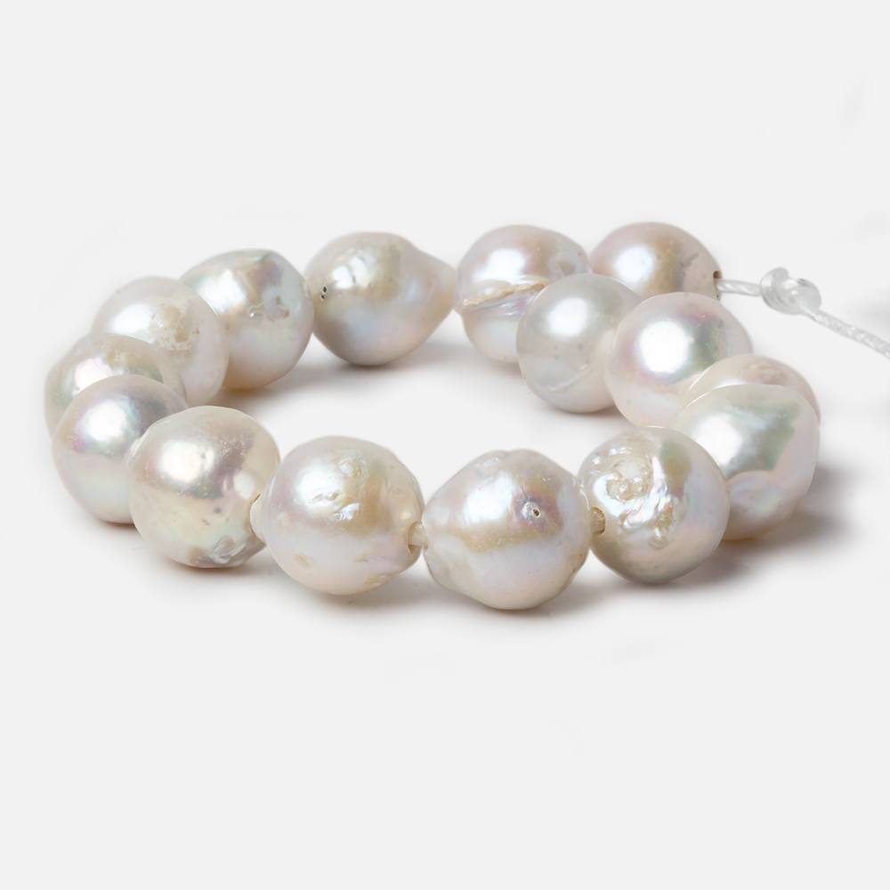 10.5-13mm Off White Baroque Large Hole pearls 8 inch 14 pieces - Beadsofcambay.com
