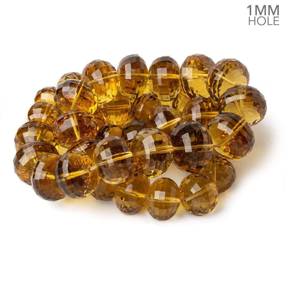 10.5-16mm Whiskey Quartz faceted rondelles 1mm large hole 16 inch 42 beads - Beadsofcambay.com