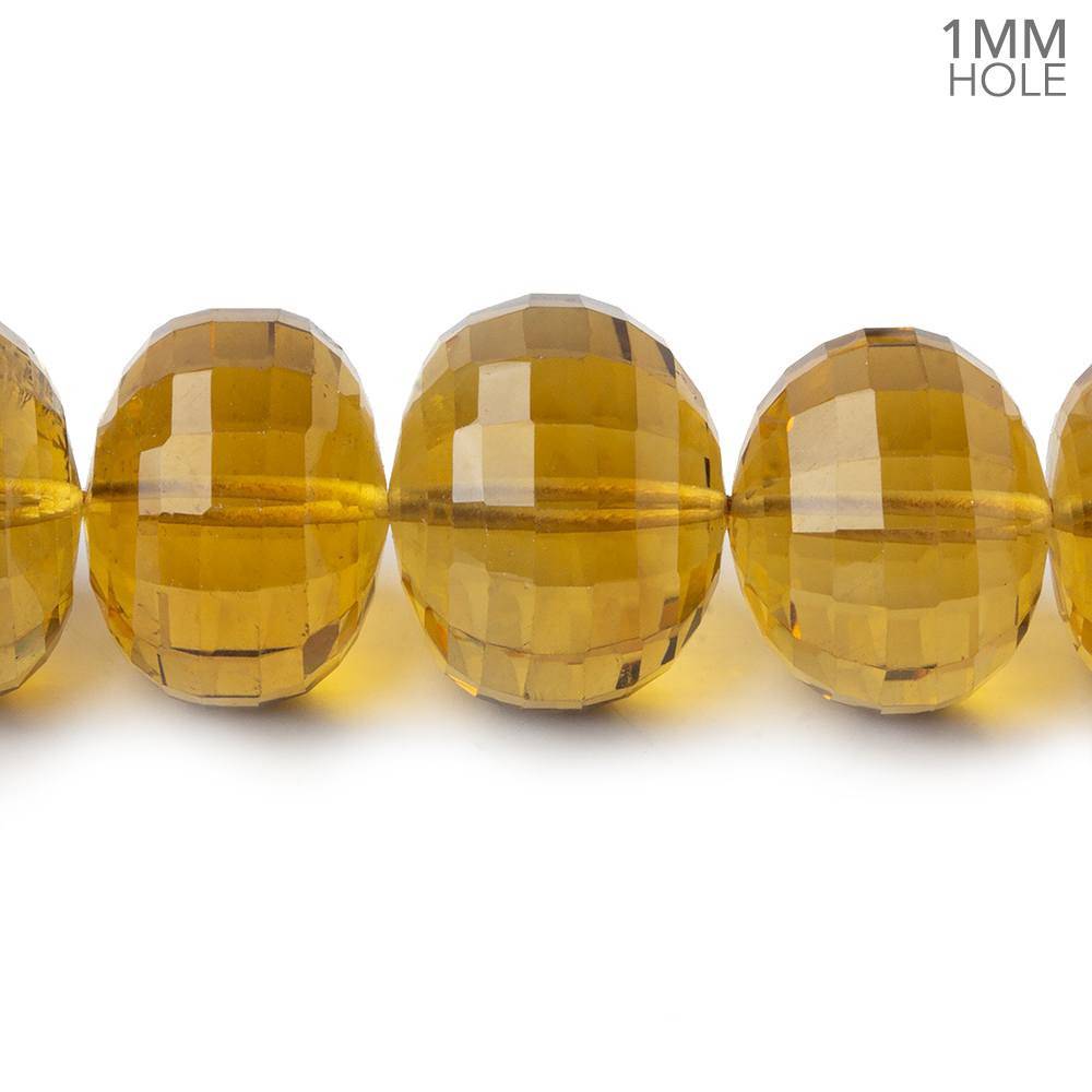 10.5-16mm Whiskey Quartz faceted rondelles 1mm large hole 16 inch 42 beads - Beadsofcambay.com