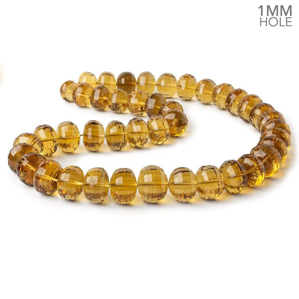 10.5-16mm Whiskey Quartz faceted rondelles 1mm large hole 16 inch 42 beads - Beadsofcambay.com