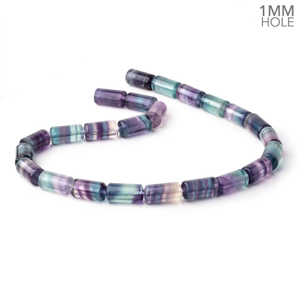 10.5-17mm Multi Color Fluorite Plain Tube Beads 15.5 inch 24 pieces AA - Beadsofcambay.com