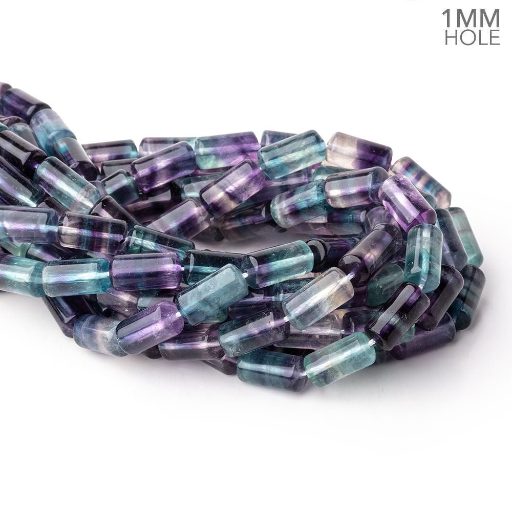 10.5-17mm Multi Color Fluorite Plain Tube Beads 15.5 inch 24 pieces AA - Beadsofcambay.com