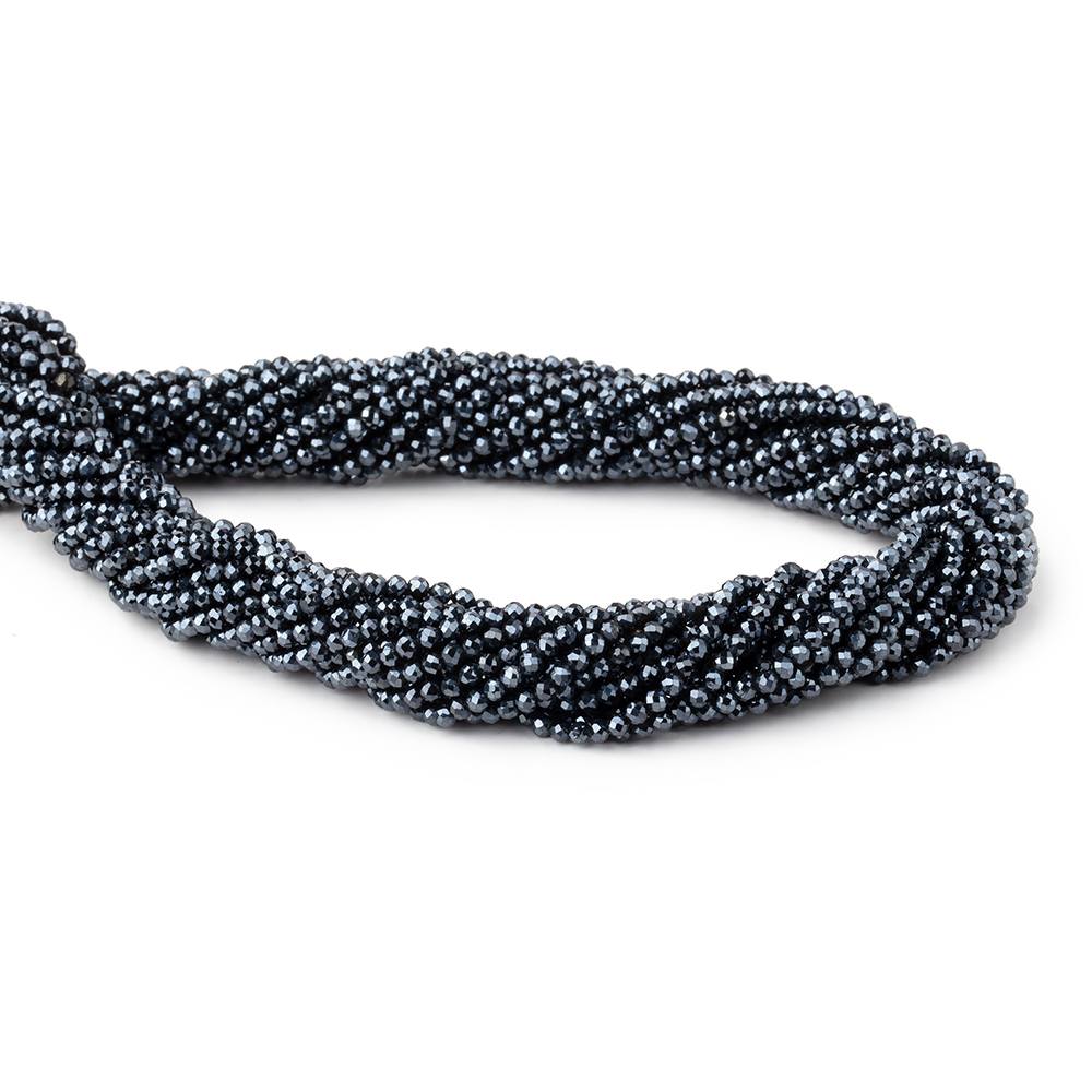 2mm Mystic Black Spinel micro-faceted rounds 13 inch 175 beads AAA- BeadsofCambay.com