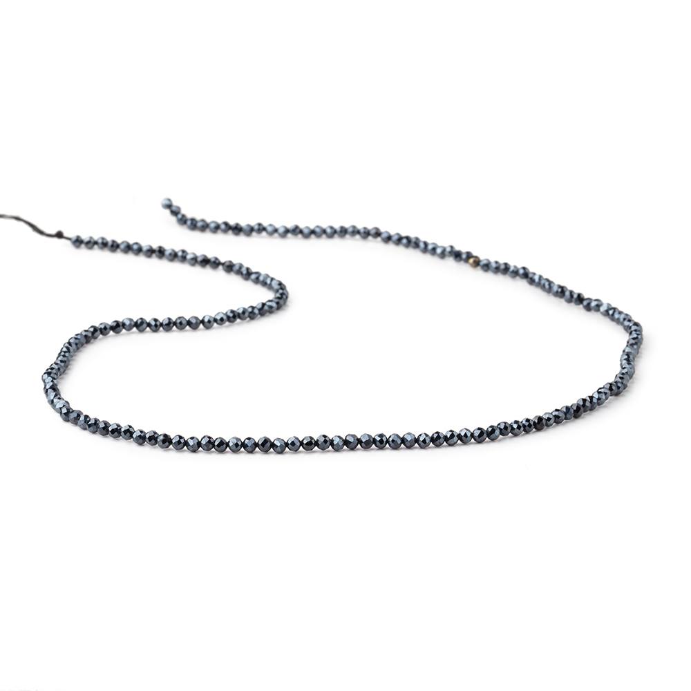 2mm Mystic Black Spinel micro-faceted rounds 13 inch 175 beads AAA- BeadsofCambay.com