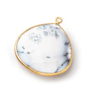 26x26mm Vermeil Bezel Dendritic Opal Faceted Heart Focal Bead Pendant 1 piece - BeadsofCambay.com
