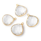 17mm Vermeil Bezeled Crystal Quartz faceted heart focal pendant 1 piece view 1