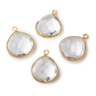 Beadsofcambay 16mm Vermeil Bezeled Crystal Quartz faceted heart focal pendant 1 piece View 1