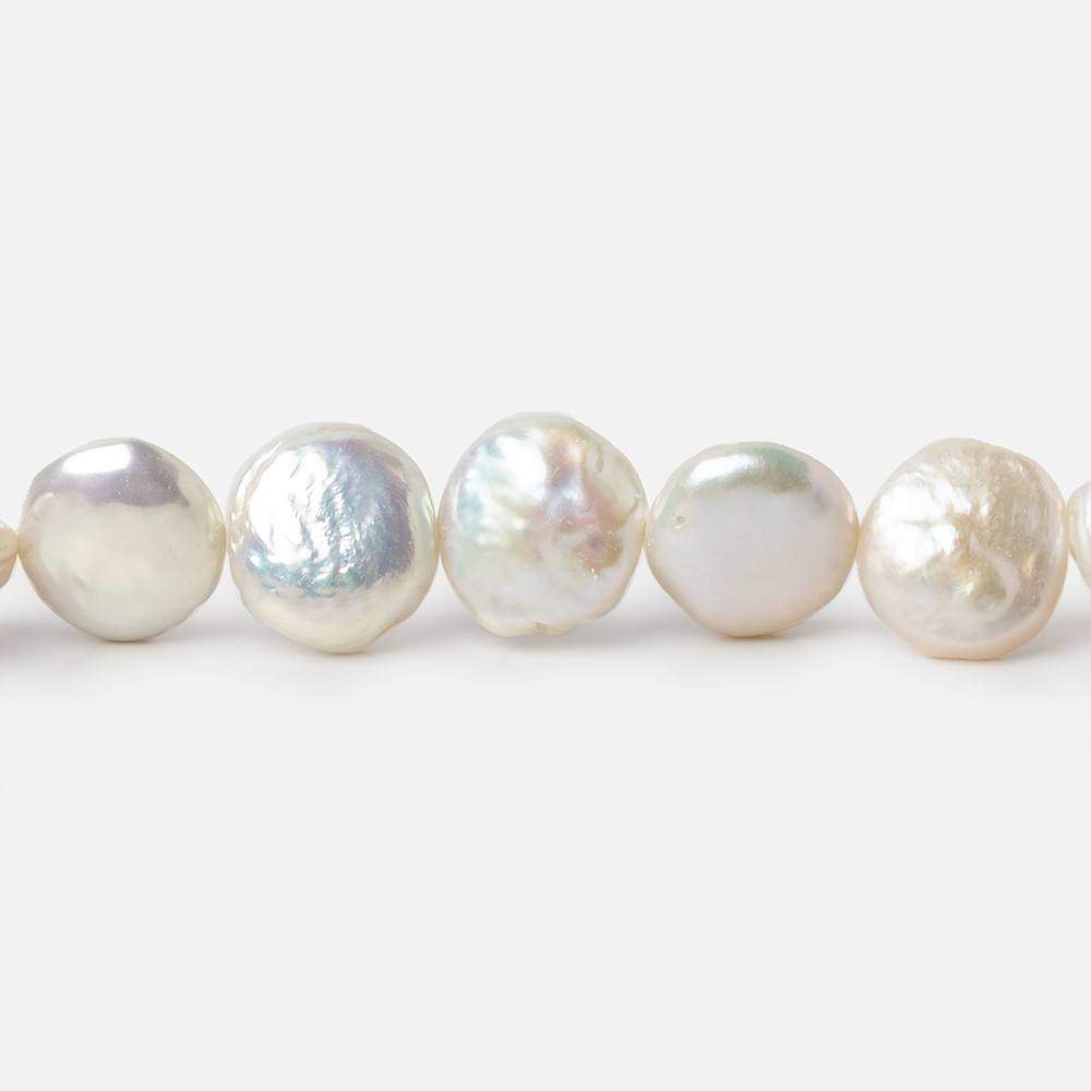 10.5mm Off White Coin Freshwater Pearls 16 inch 36 pcs - Beadsofcambay.com