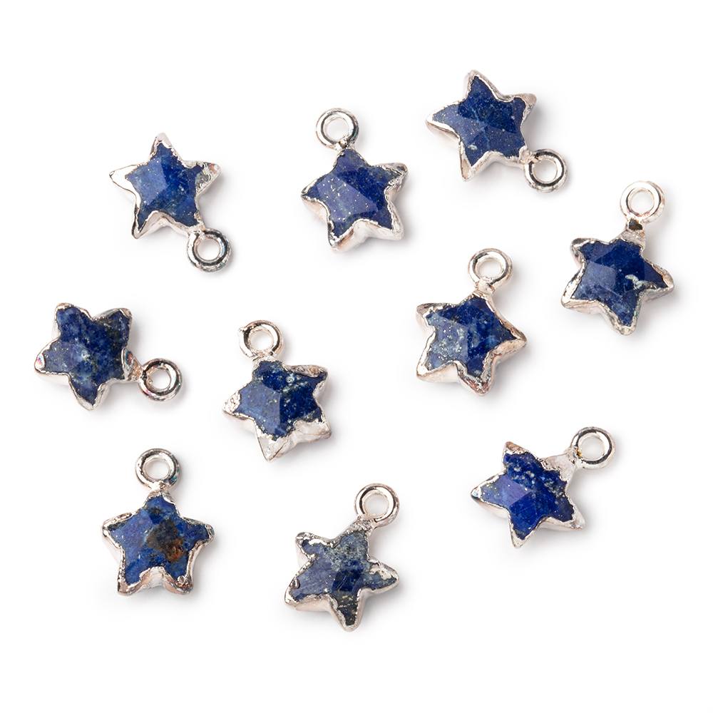 10.5mm Silver Leafed Lapis Lazuli Faceted Star Focal Pendant 1 piece - Beadsofcambay.com