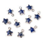 10.5mm Silver Leafed Lapis Lazuli Faceted Star Focal Pendant 1 piece - Beadsofcambay.com