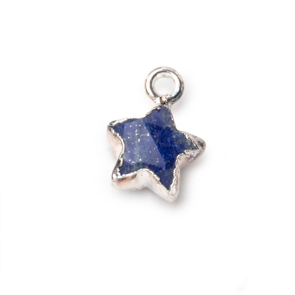 10.5mm Silver Leafed Lapis Lazuli Faceted Star Focal Pendant 1 piece - Beadsofcambay.com