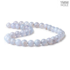 10.5mm Turkish Blue Chalcedony Plain Round Beads 15.5 inch 37 pieces - Beadsofcambay.com