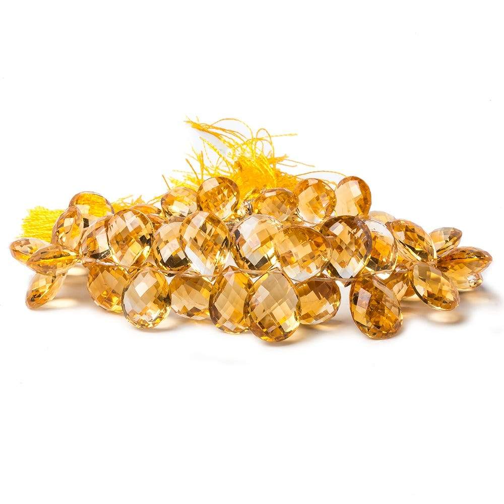 10.5x8.5-14x11mm Citrine Faceted Pear Beads 8.5 inch 48 pieces AAA - Beadsofcambay.com