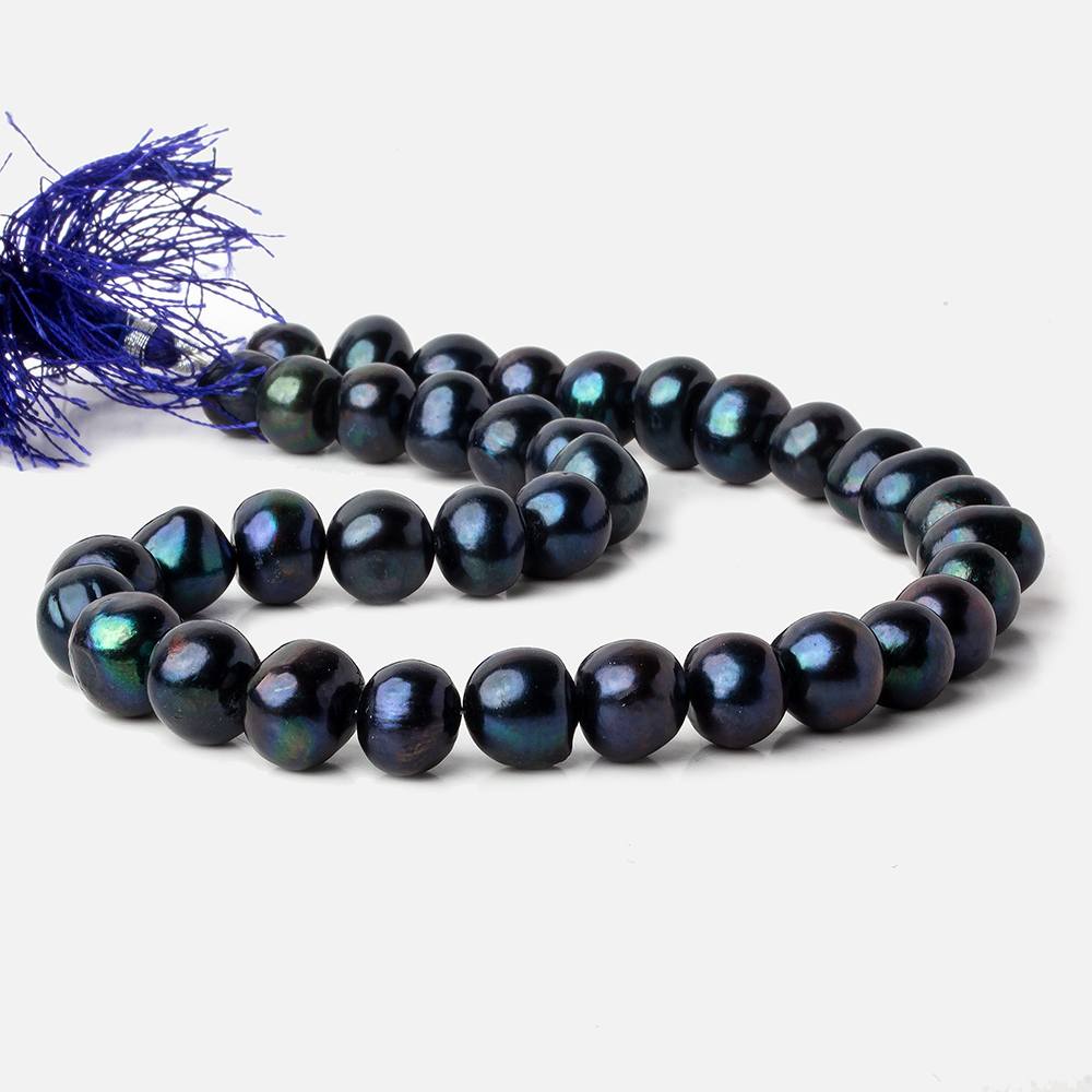 10.5x9-11.5x11mm Peacock Navy Baroque Freshwater Pearl 15 inch 36 pieces - Beadsofcambay.com