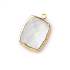 19x15mm Vermeil Bezeled Crystal Quartz faceted Cushion Focal Pendant 1 piece - BeadsofCambay.com
