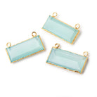 11x26mm Gold Leafed Blue Chalcedony East West Bar Connector 1 piece - BeadsofCambay.com