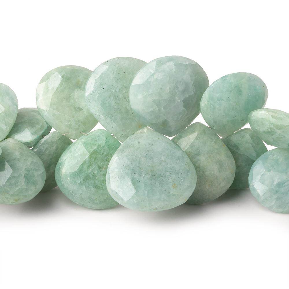 10mm-21mm Milky Aquamarine Faceted Heart Beads 8 inch 39 pieces - Beadsofcambay.com