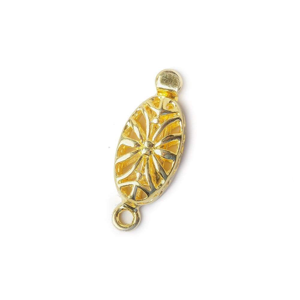 10mm 22kt Gold plated Box Clasp Oval Filigree Floral 1 piece - Beadsofcambay.com