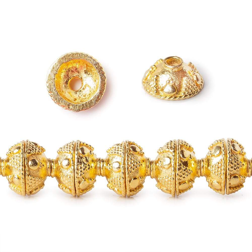 10mm 22kt Gold plated Copper Bali Round Bead Caps 8 inch 46 beads - Beadsofcambay.com