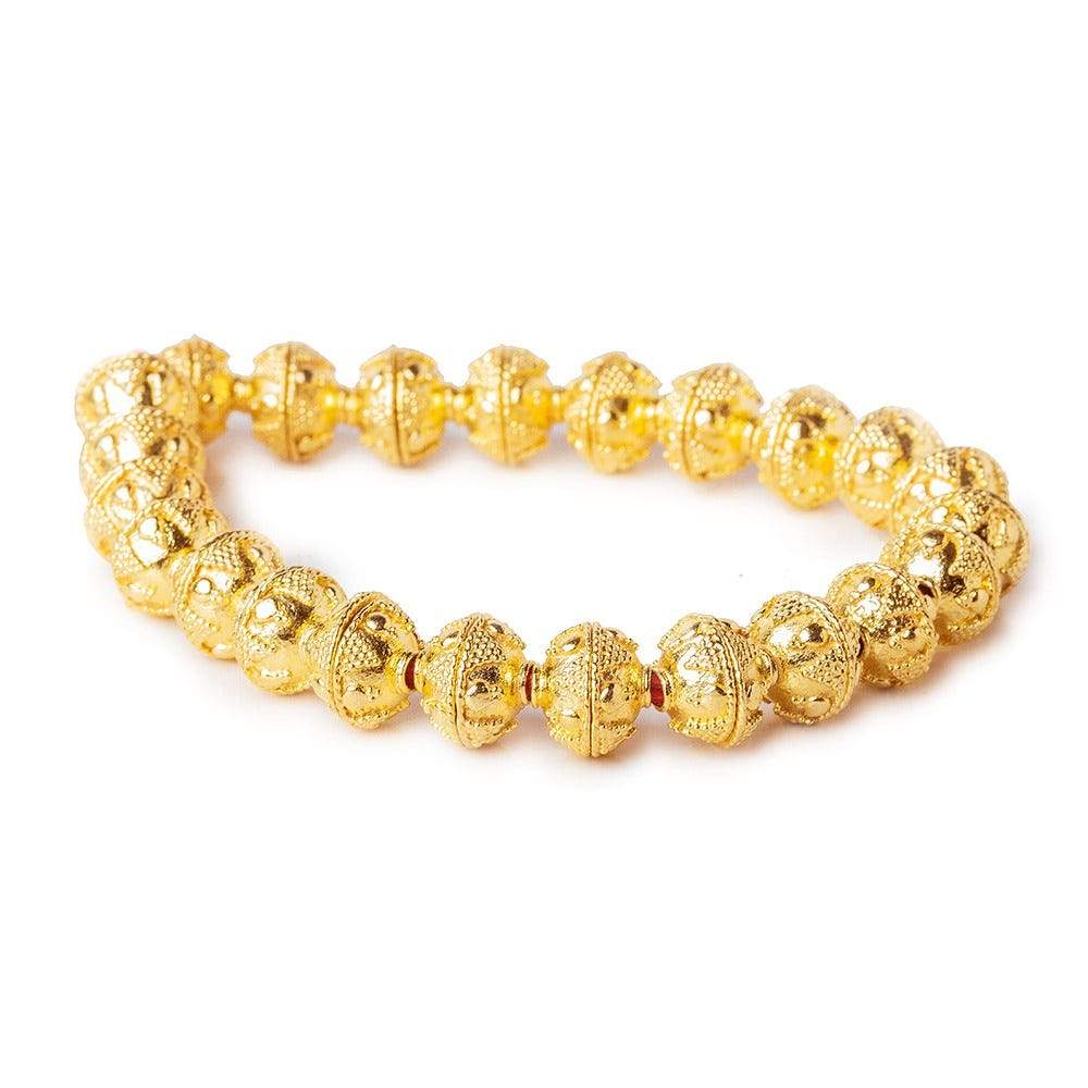 10mm 22kt Gold plated Copper Bali Round Bead Caps 8 inch 46 beads - Beadsofcambay.com