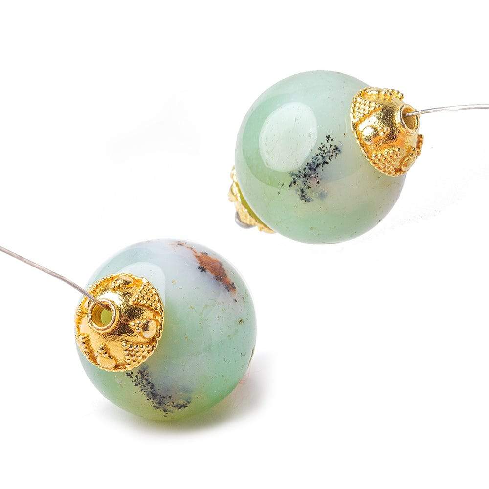 10mm 22kt Gold plated Copper Bali Round Bead Caps 8 inch 46 beads - Beadsofcambay.com