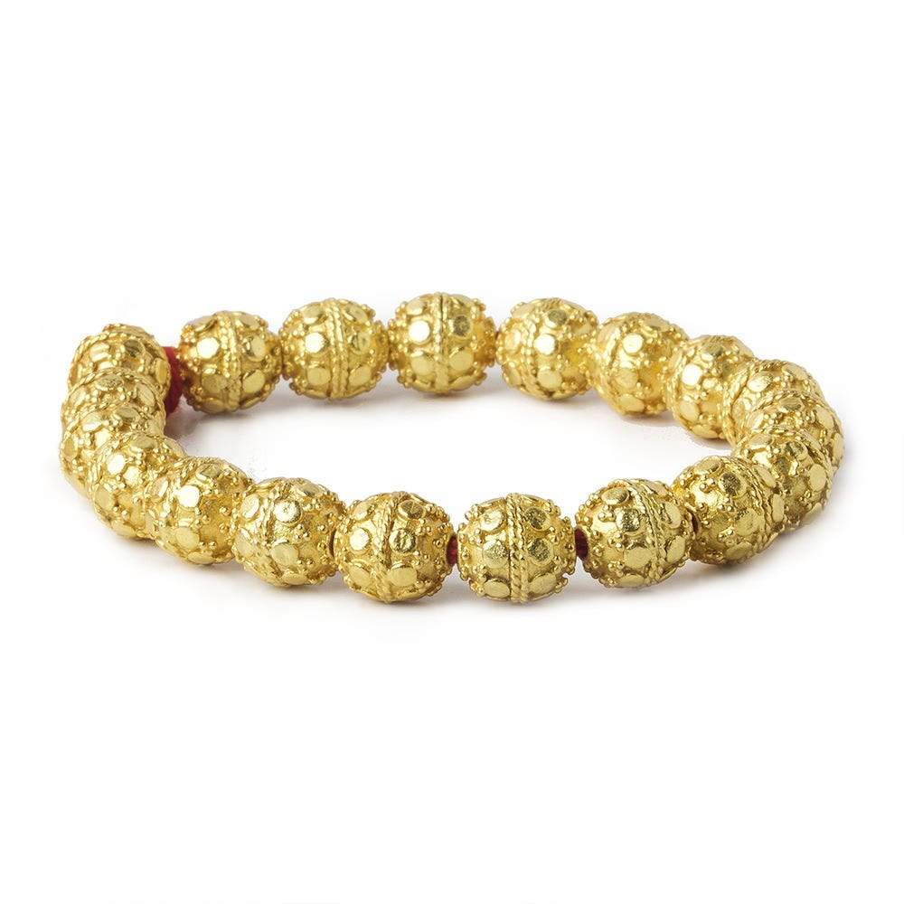 10mm 22kt Gold Plated Copper Bead Round Dots 8 inch 18 pieces - Beadsofcambay.com