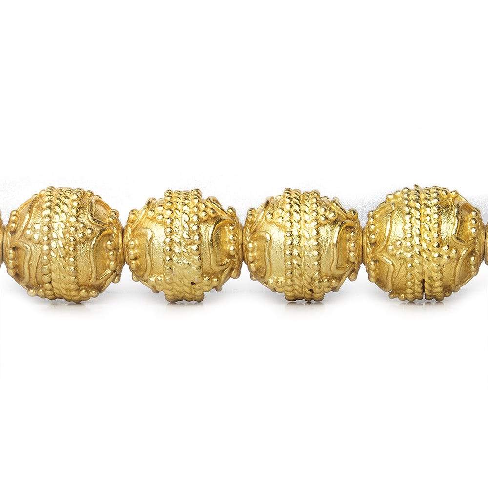 10mm 22kt Gold Plated Copper Bead Round Four Leaf tip 8 inch 18 pieces - Beadsofcambay.com
