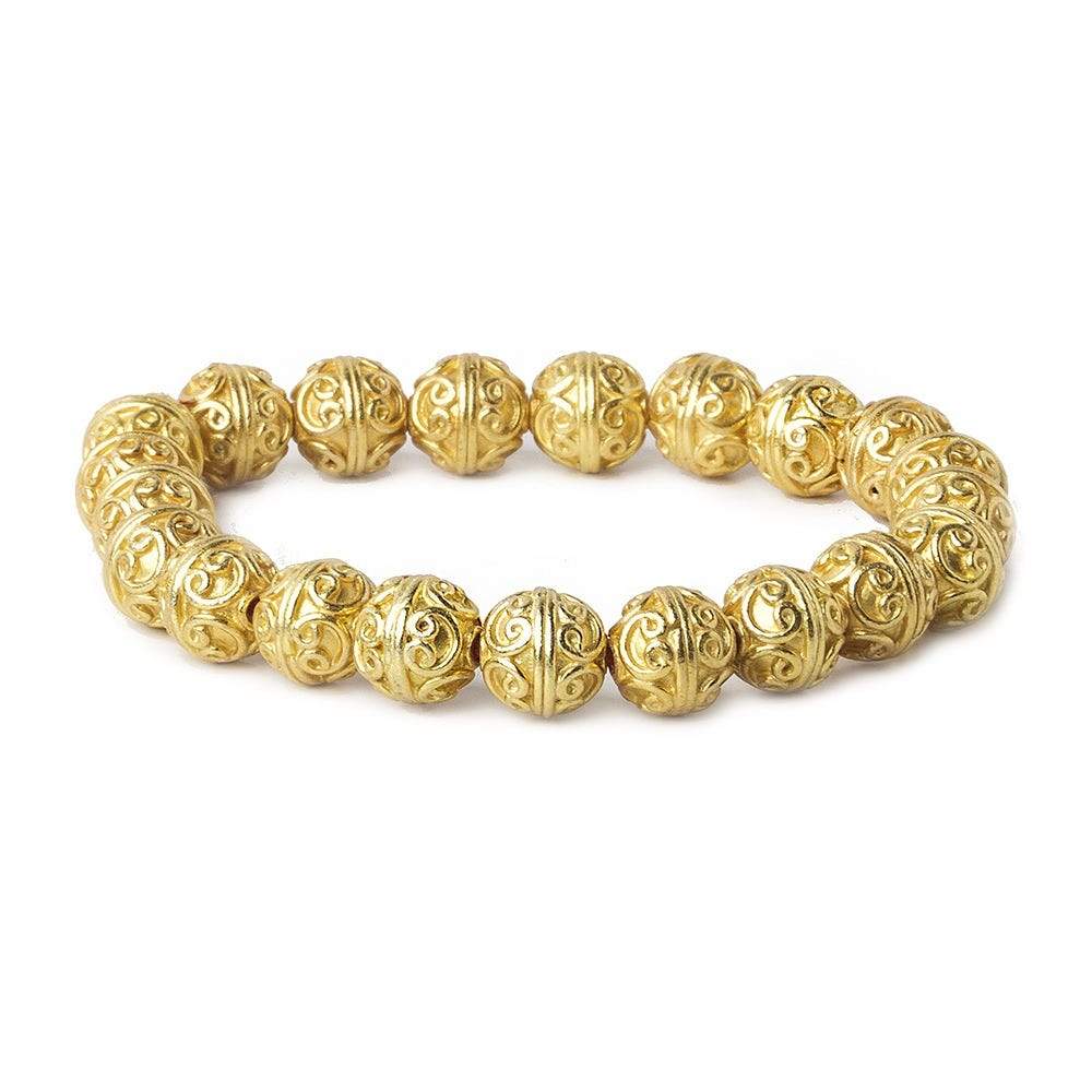 10mm 22kt Gold Plated Copper Bead Round Simple Circle 8 inch 20 pieces - Beadsofcambay.com